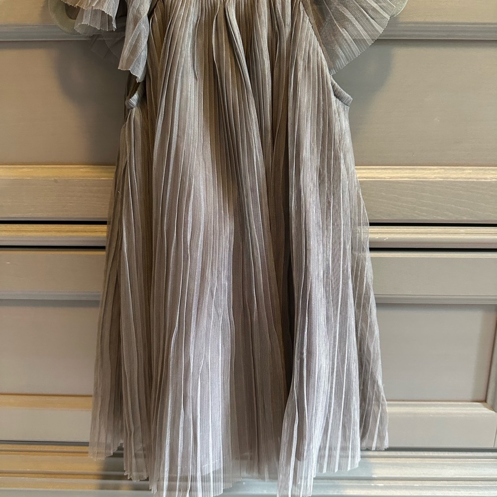 Old Navy Toddler Baby Girl Gray Pleated Dress with Flutter Sleeves